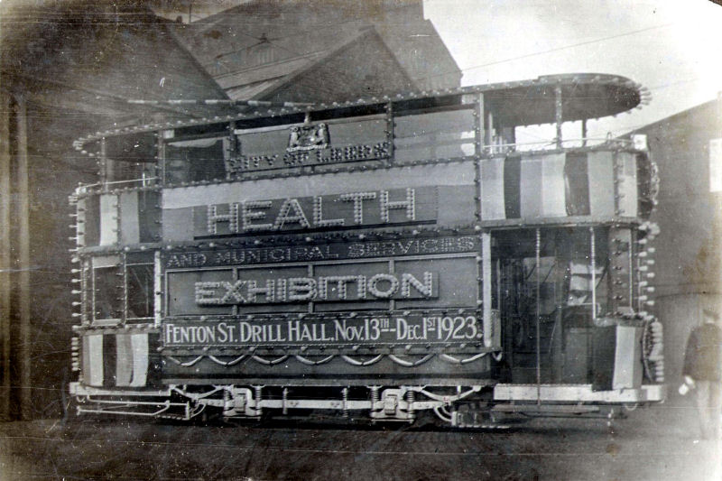 Tram advertising Fenton Street Exhibition